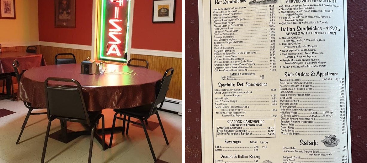 Pasquale's Naples Pizza and Pasta Menu